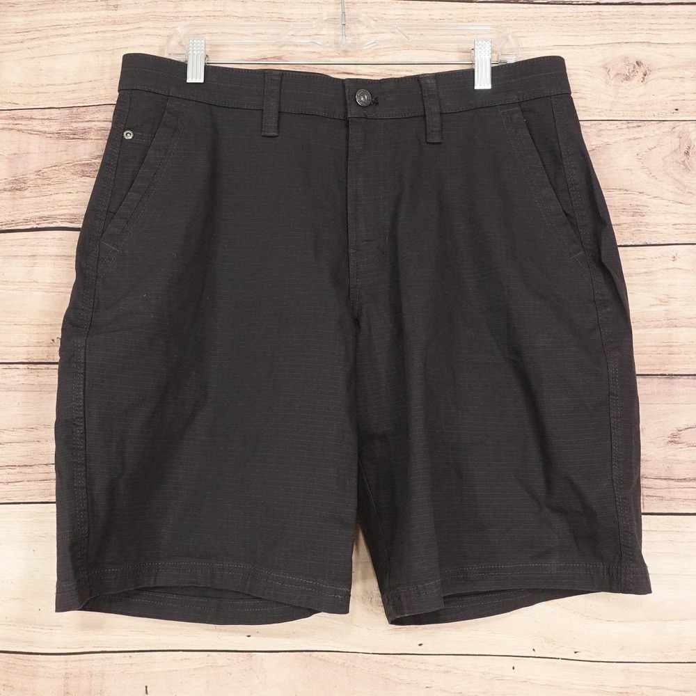 Weatherproof Vintage Shorts Mens 34 Black Chino Ripstop Stretch 10 Inseam Casual